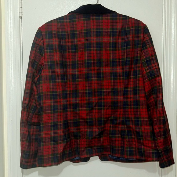 Pendleton Jacket Women 12 Red Blue Plaid Virgin Wool Tartan Blazer Sport Coat - Picture 4 of 4